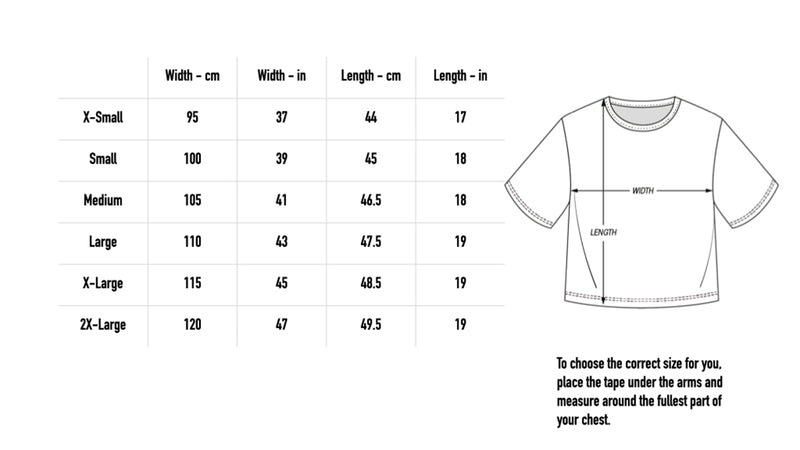 Size chart for Heart Crop - Pale Pink