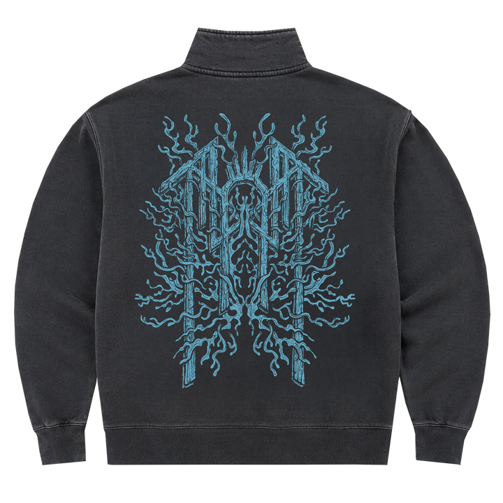 Coral Emblem Half Zip Sweatshirt